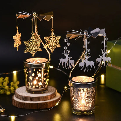 Golden Rotating Carousel Candle Holder - Kanju Decor