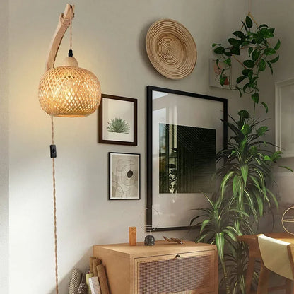 Bamboo Lantern Wall Lamp - Kanju Decor