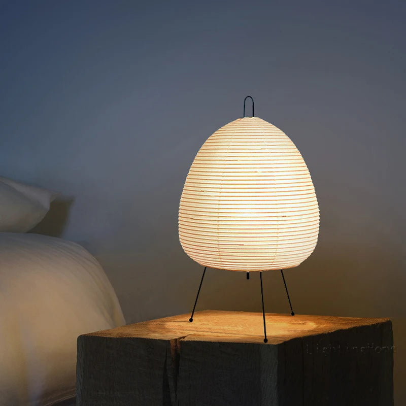 Akari Wabi-Sabi Rice Paper Table Lamp - Kanju Decor