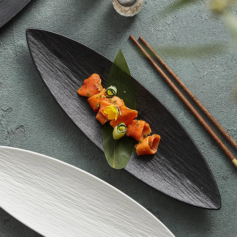 Elegant Leaf-Shaped Japanese Ceramic Plates - Kanju Decor