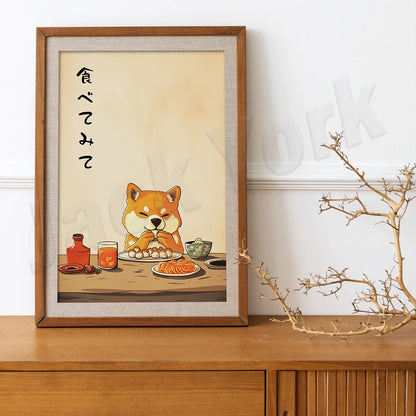 Shiba Inu Sushi Art – Japanese Wabi Sabi Dog Poster - Kanju Decor