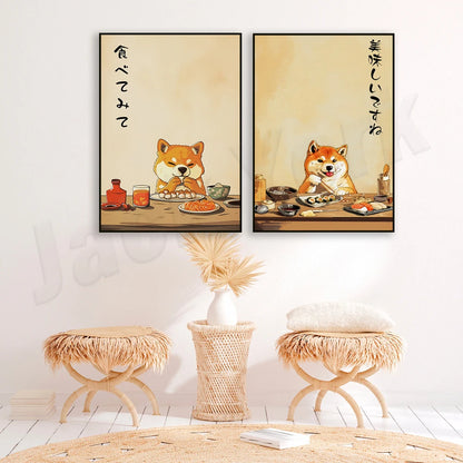 Shiba Inu Sushi Art – Japanese Wabi Sabi Dog Poster - Kanju Decor