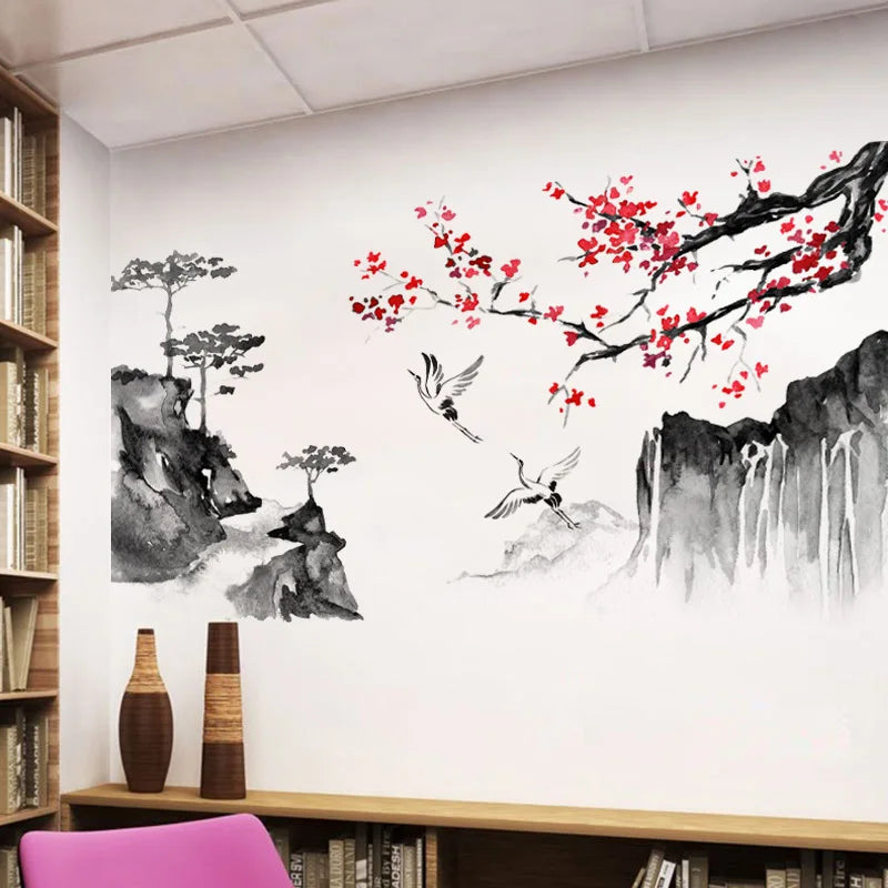 Chinese Wind Ink Landscape Wall Sticker - Kanju Decor