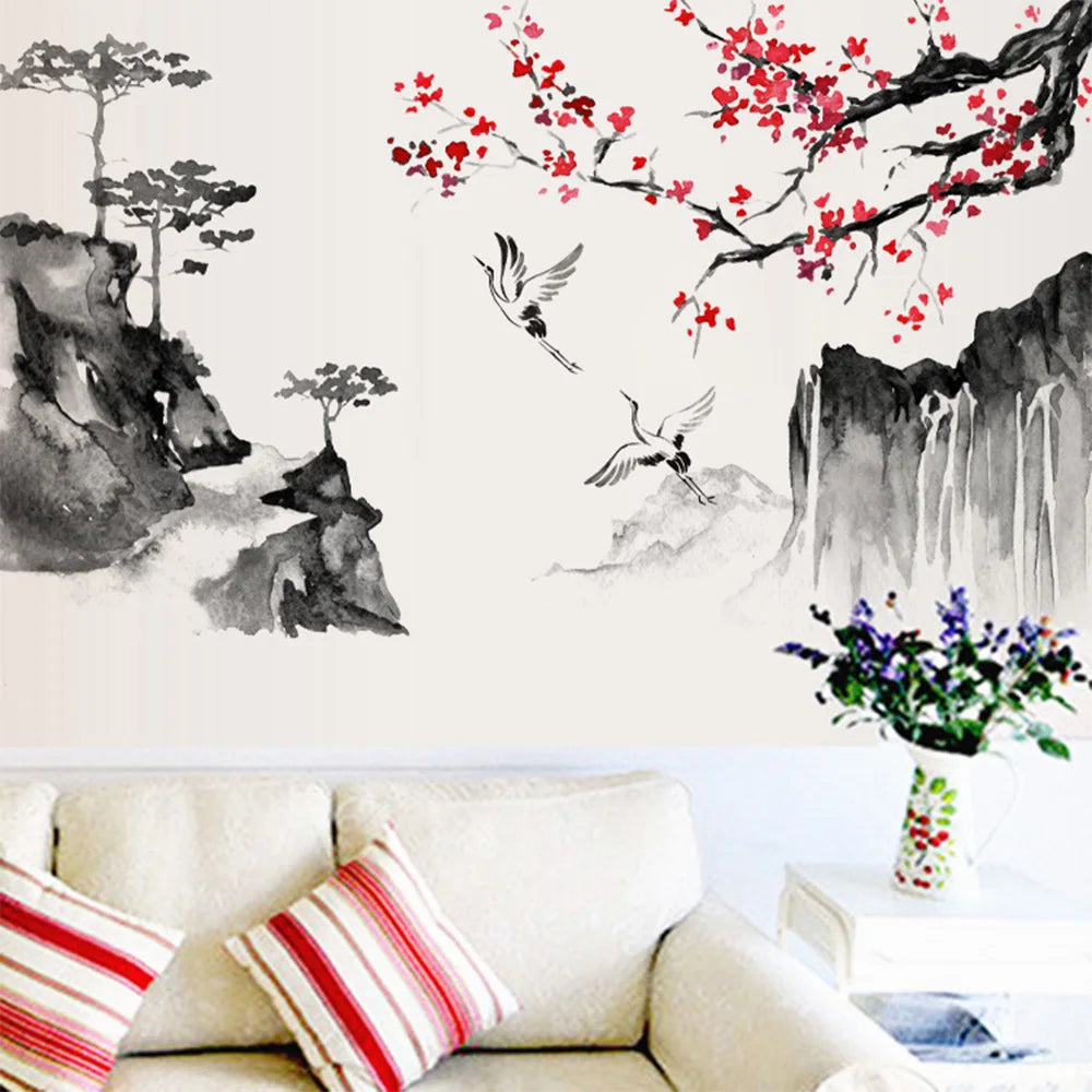 Chinese Wind Ink Landscape Wall Sticker - Kanju Decor