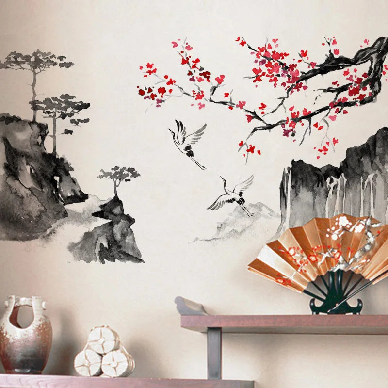 Chinese Wind Ink Landscape Wall Sticker - Kanju Decor