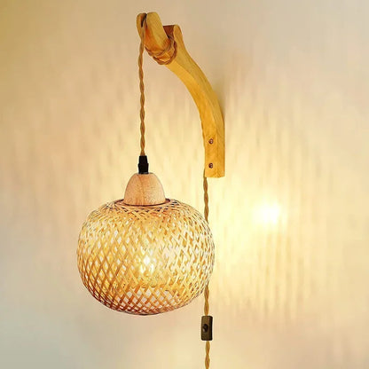 Bamboo Lantern Wall Lamp - Kanju Decor